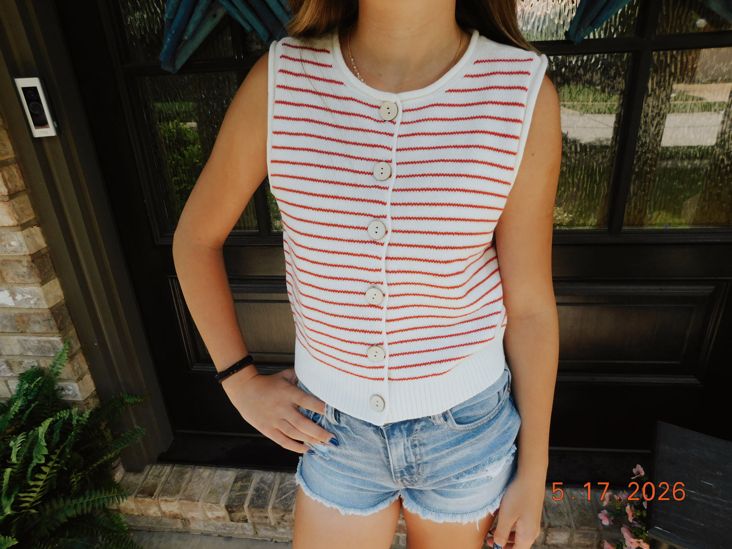 Red/white striped vest
