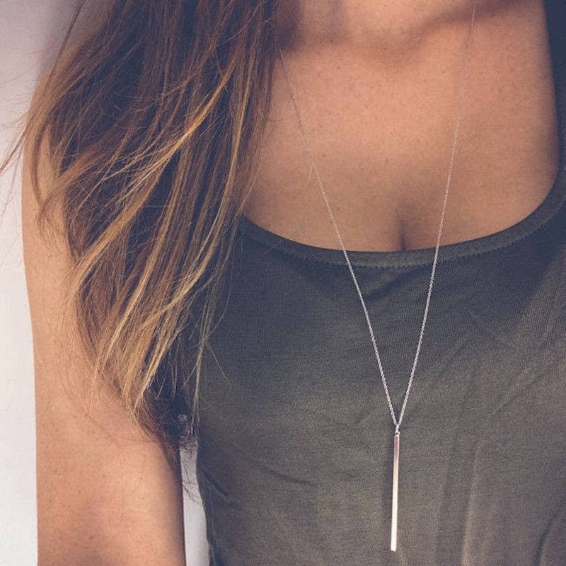 Long Bar Necklace: Silver