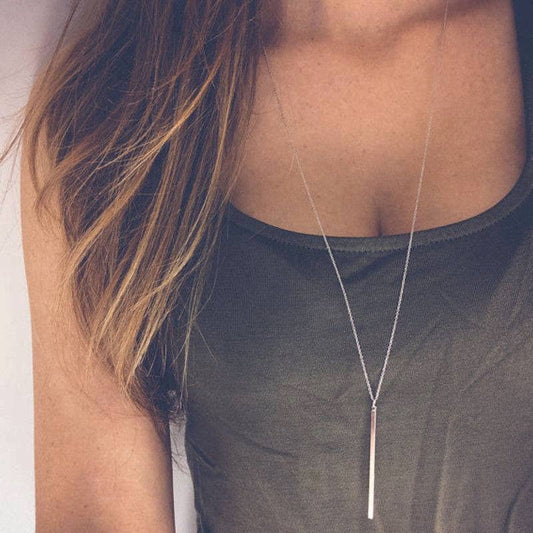 Long Bar Necklace: Silver