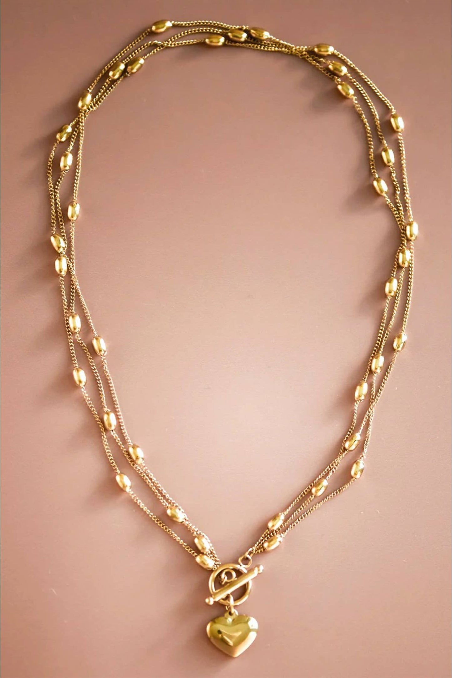 Heart Layered Necklace: Gold