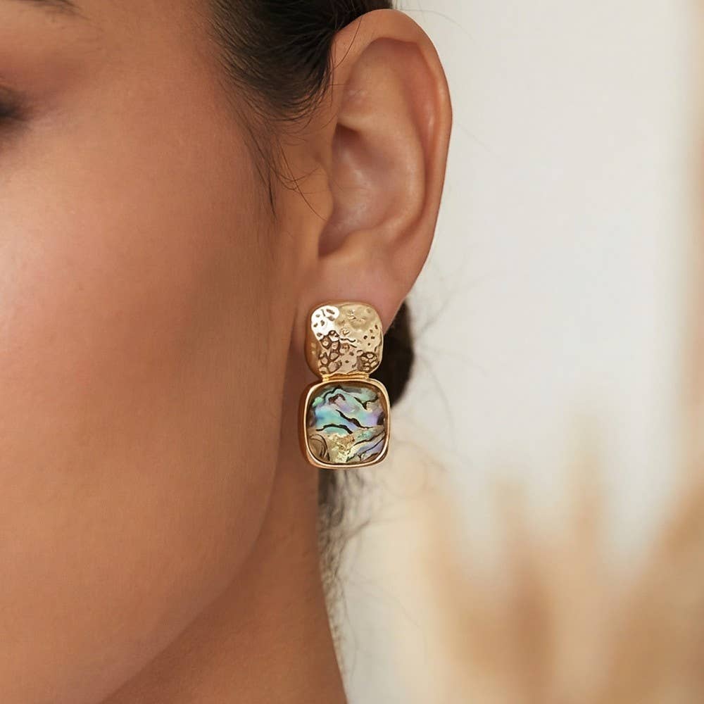 Faceted Stone Drop Earrings-Pearl