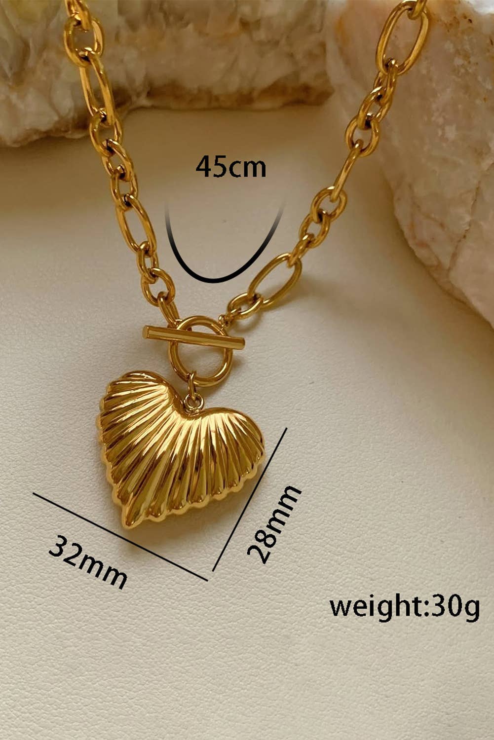 Chunky Heart Necklace: Gold