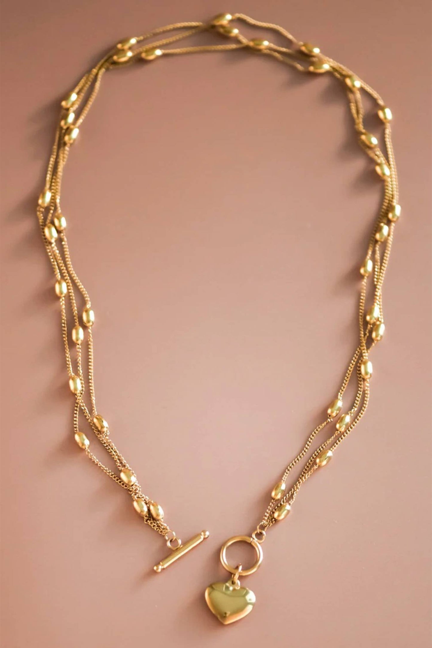 Heart Layered Necklace: Gold