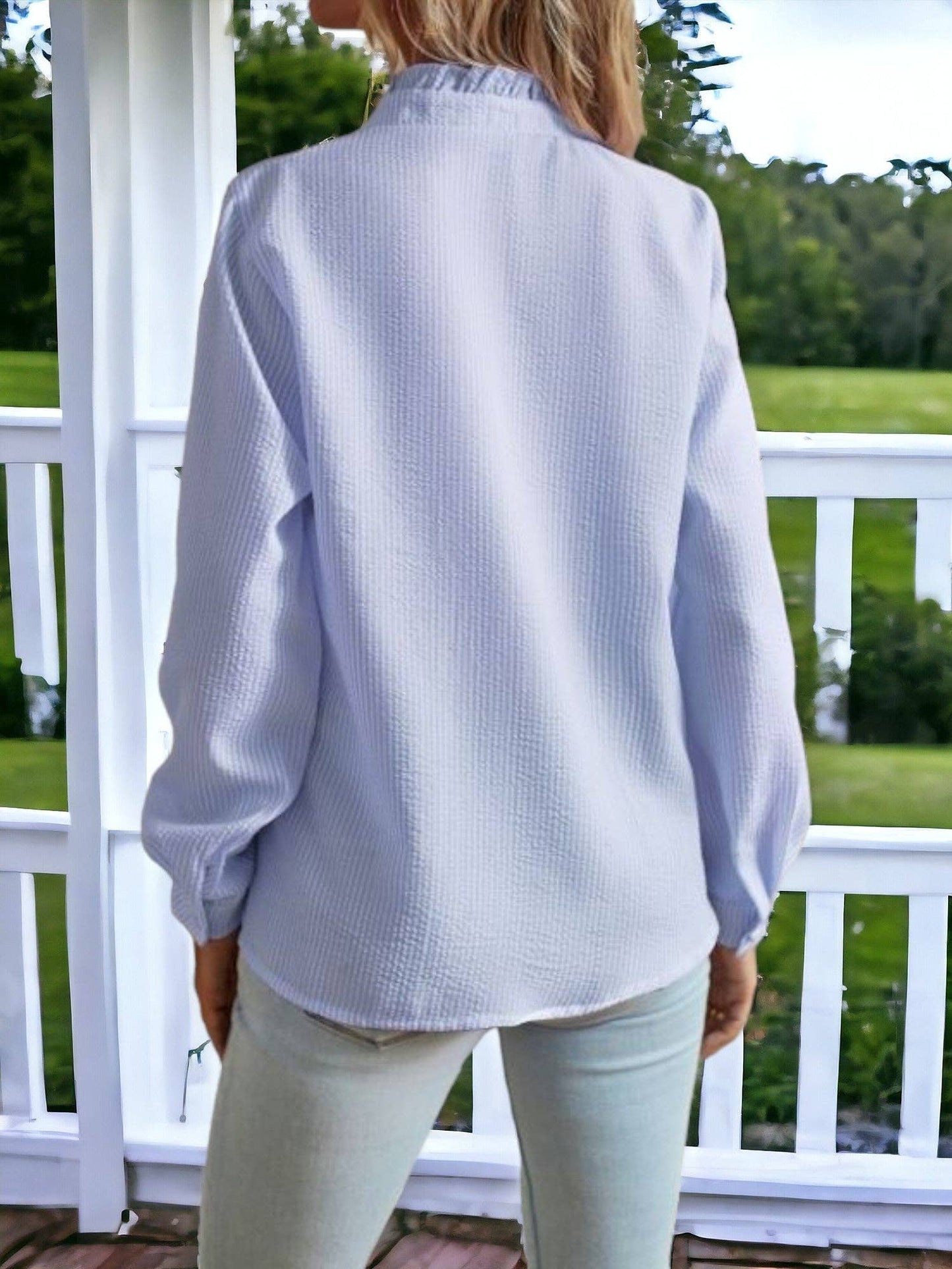 Blue Ruffle Top
