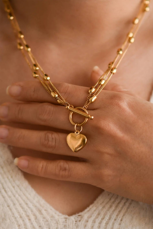 Heart Layered Necklace: Gold